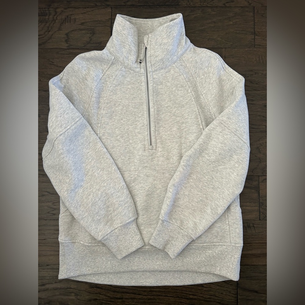 Lululemon Athletica 
Scuba Oversized Funnel Neck Half Zip Long - 
Heathered Grey